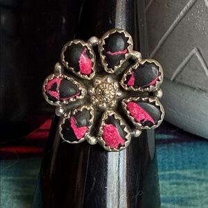 Barbie dahlia Black and Pink Sterling Silver Ring